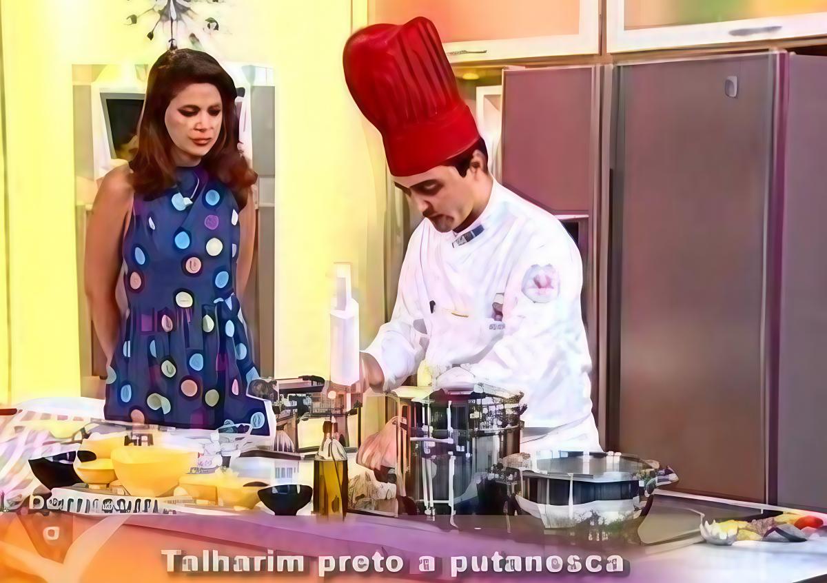 [Tagliarini preto a putanesca um delicioso prato preparado pelo Chef Moisés Costa no programa “De bem com a Vida” da Tv Gospel.]